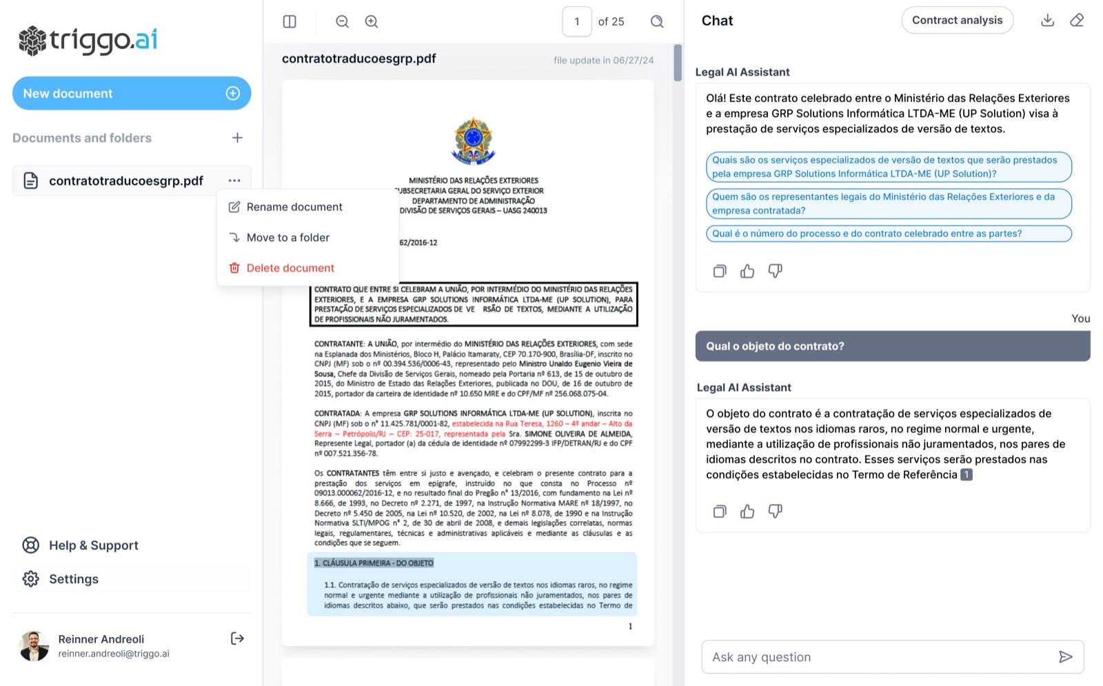 Documentos e pastas: o escopo do que o assistente pode ler, visível antes de perguntar